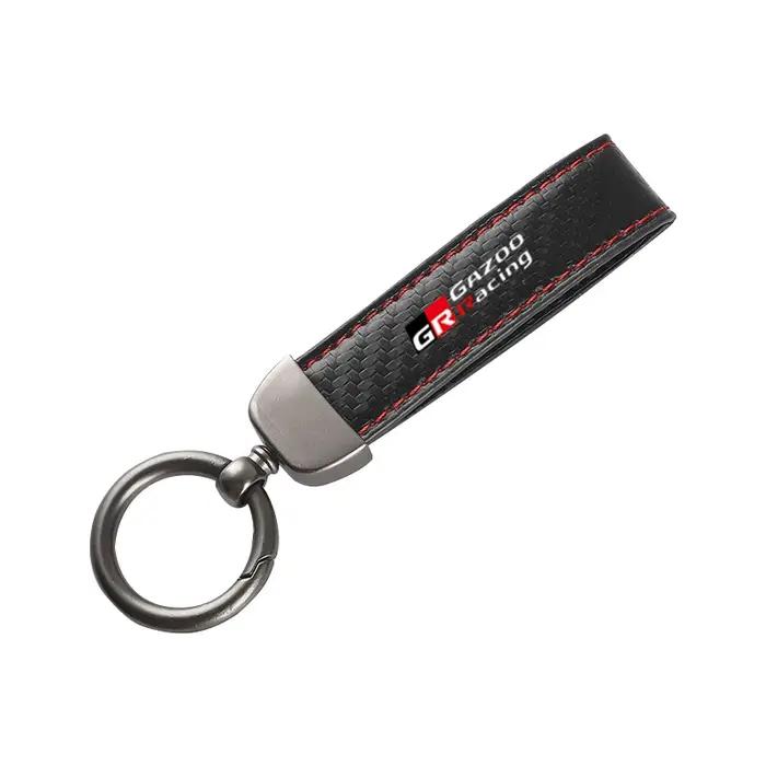 Porte-clés de voiture en cuir et fibre de carbone, porte-clés en alliage de zinc, Toyota GazIncome,