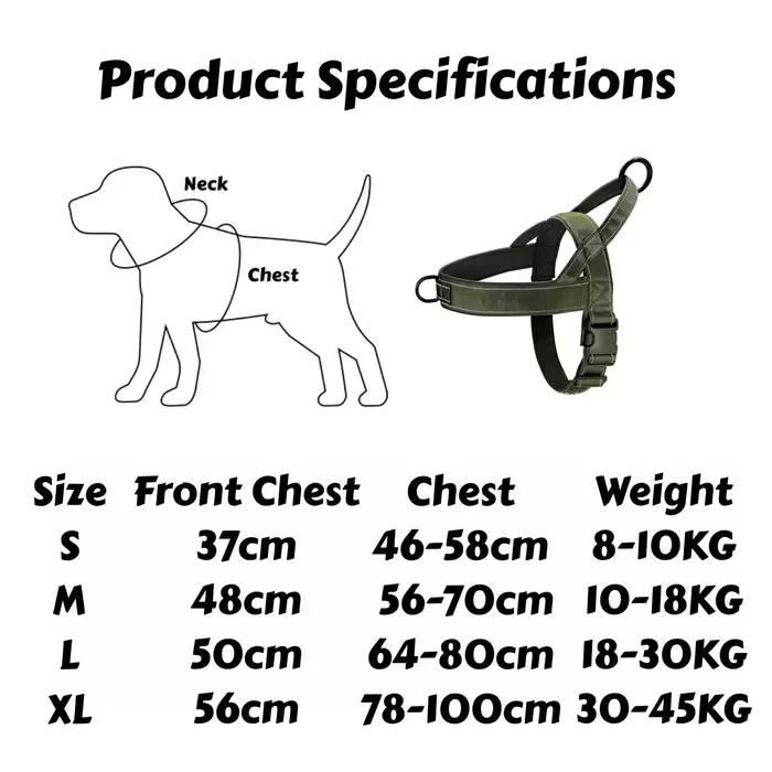 Harnais tactique anti-traction pour chien de grande race : Gilet robuste avec bande réfléchissante
