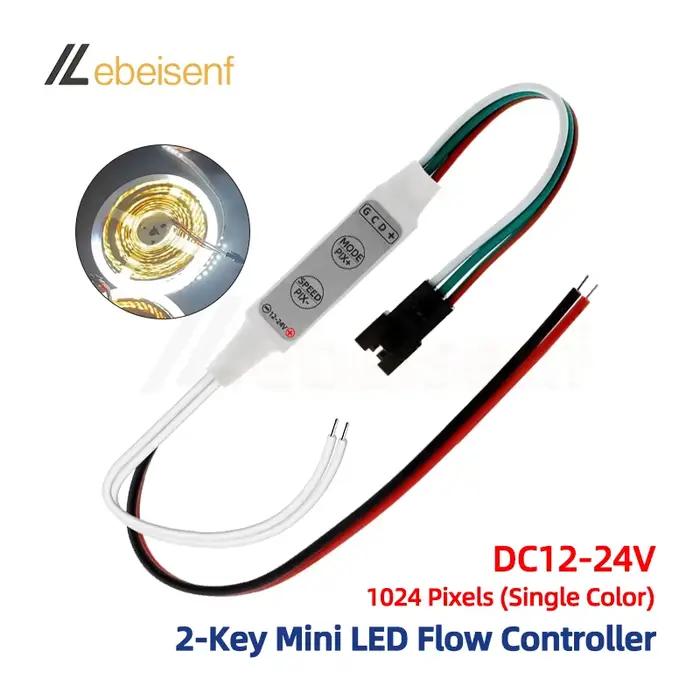 WS2811 LED bande 12V 24V contrôleur de débit Simple Mini 2 touches LED barre de chasse variateur de