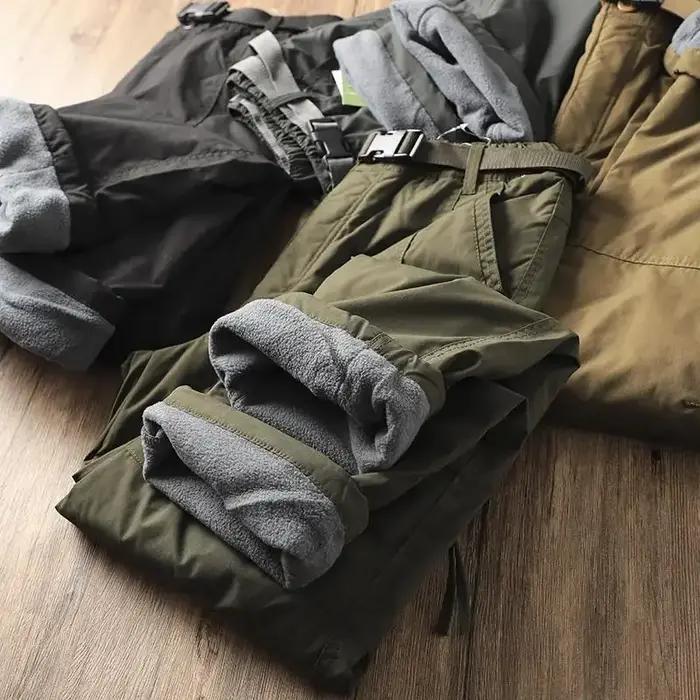 Pantalon randonnée homme polaire épais coupe-vent imperméable pour froid et travail outdoor