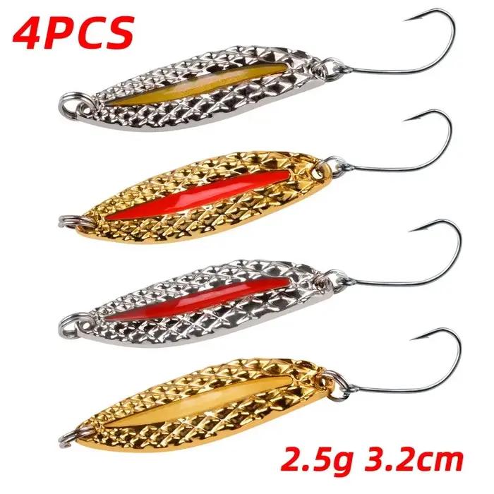 4 pièces cuillère de leurre de pêche en métal lumineux 2.5g 5g 7g 10g 15g 20g or/argent appât de poisson Spinner cuillèr