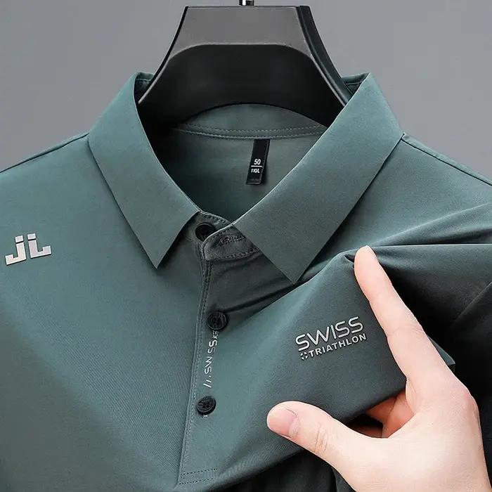 Chemise à manches courtes pour hommes, décontractée, avec Badge, Polo de couleur unie, à la mode, re
