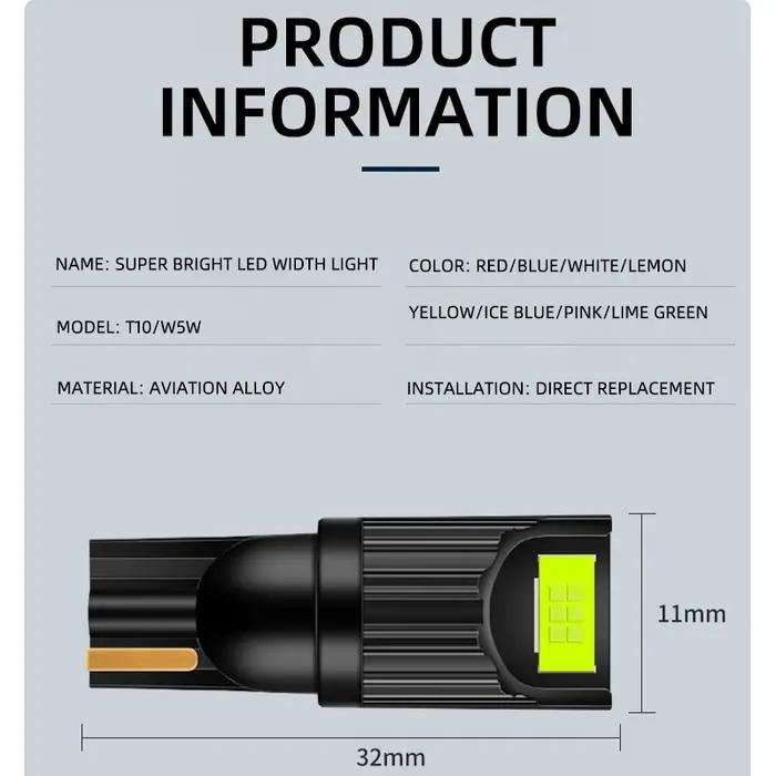 Ampoules LED Canbus W5W T10 12-24V, 2 pièces, 168 194, sans erreur, feu de signalisation de voiture,