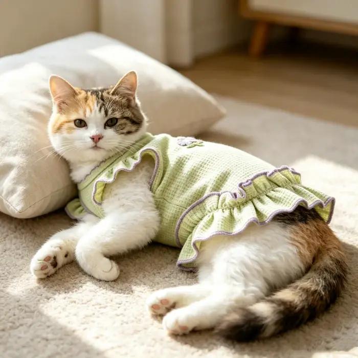 1PC Nouvelle robe pour animaux de compagnie brodée macaron avec bords à volants et gilet respirant sans manches pour chien pour l'été