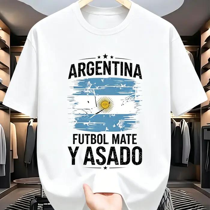 T-shirt à manches courtes pour hommes avec slogan créatif sur la culture du football argentin