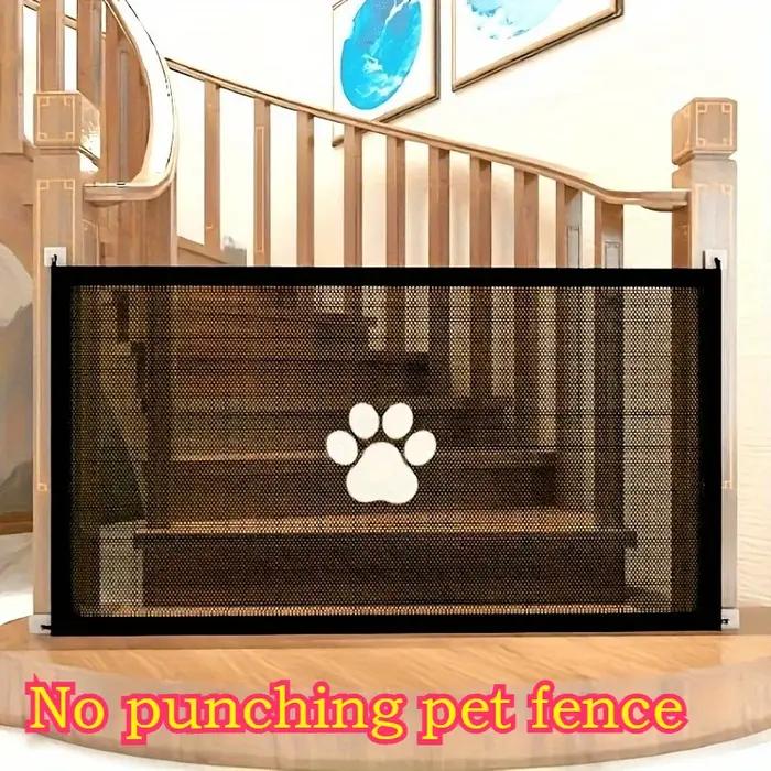Barrière Rétractable Sans Perçage pour Animaux de Compagnie, Portillon de Sécurité Portable et Réglable, Barrière d'Isolation Intérieure/Extérieure pour Chiens et Chats