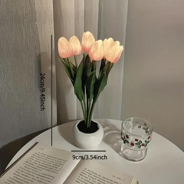 Veilleuse LED Tulipe, Bouquet Simulé, Meilleur Cadeau de ixdes Mères, Anniversaire, 1 Pièce