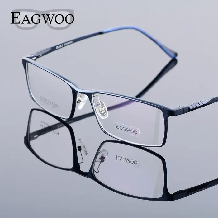 Eagwoo aluminium hommes large visage lunettes de Prescription jante complète cadre optique affaires