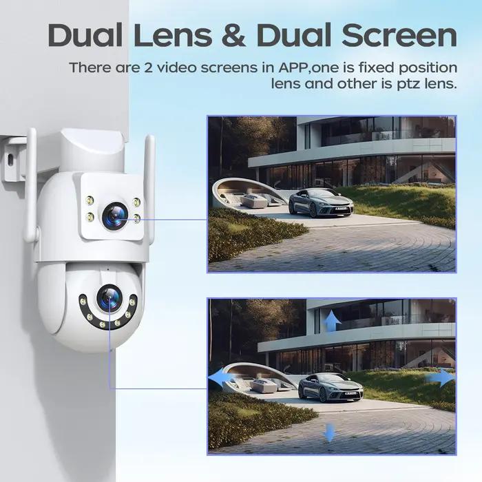 Caméra surveillance Jooan 6K 10MP WiFi double objectif double écran zoom 5X tracking automatique ONVIF extérieur