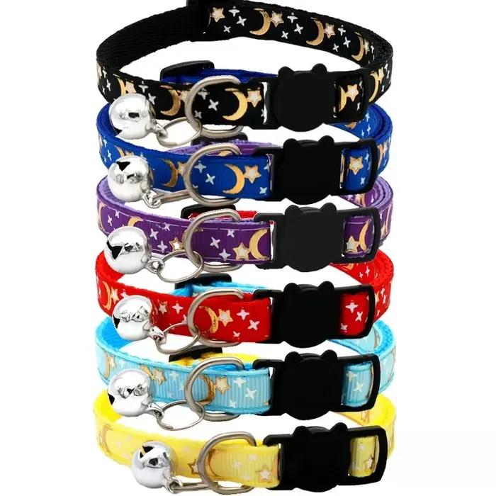 Collier pour chien et chat avec motif étoile et lune dorées