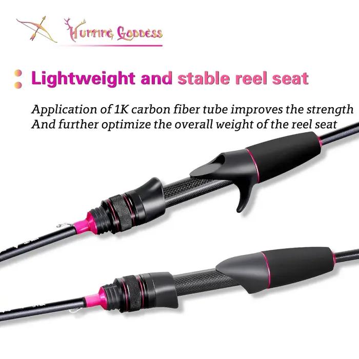 Canne à pêche en carbone Hunting Goddess 1.35/1.5/1.68/1.8m 5 pieds UL Super Légère Rose Pointe Solide Action Rapide pour Femme