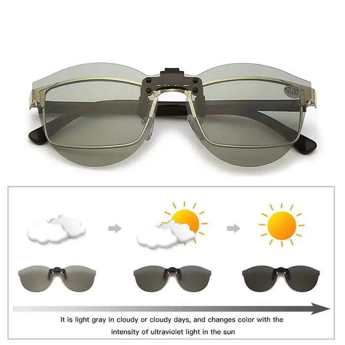 Lunettes de soleil à Clip rabattable pour hommes, verres polarisés, pêche, gris, changement de coule