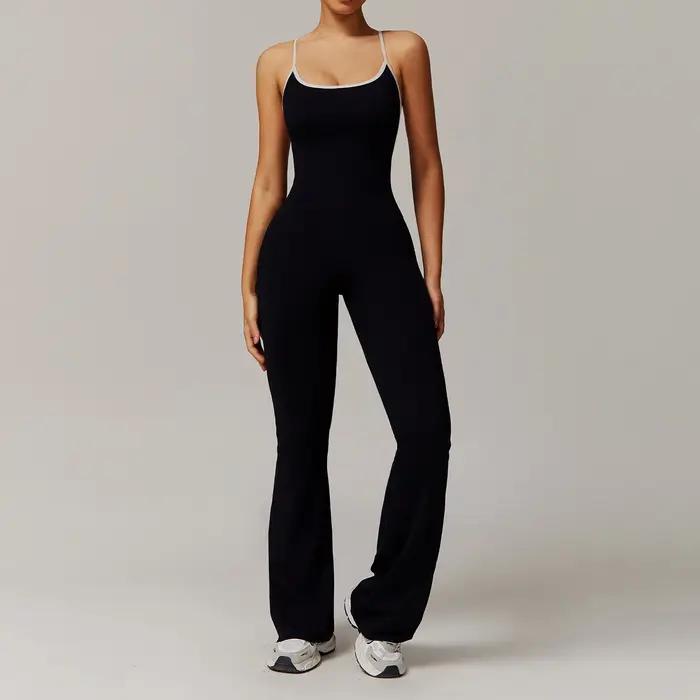 Femmes mince combinaison de gymnastique v-back décontracté Fitness barboteuses femme sport entraînement combishort activ