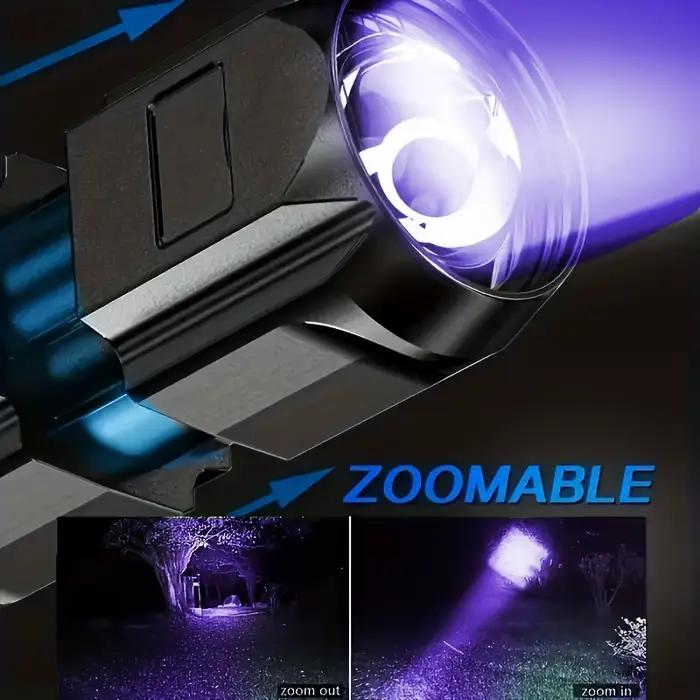 Lampe de poche UV Portable UV395NM, torche ABS Zoomable, 3 Modes, lampes de poche ultraviolettes pou