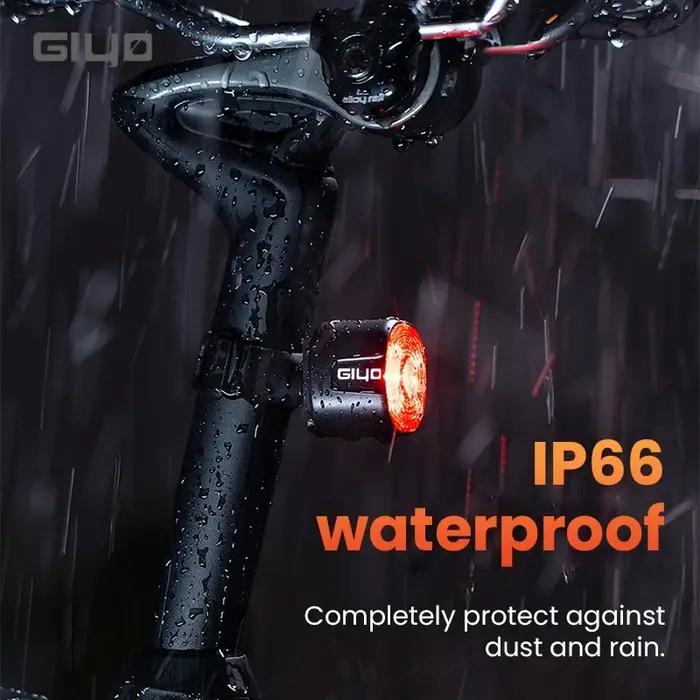Feu arrière intelligent de vélo Giyo avec freinage intégré, étanche IP66, 6 modes d'éclairage, haute