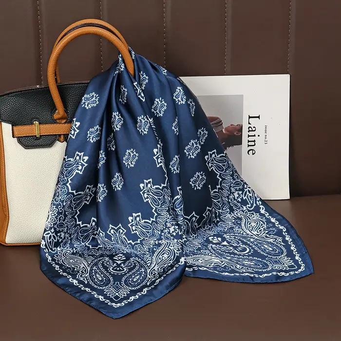 Foulard carré en Satin de soie imprimé de luxe pour femmes