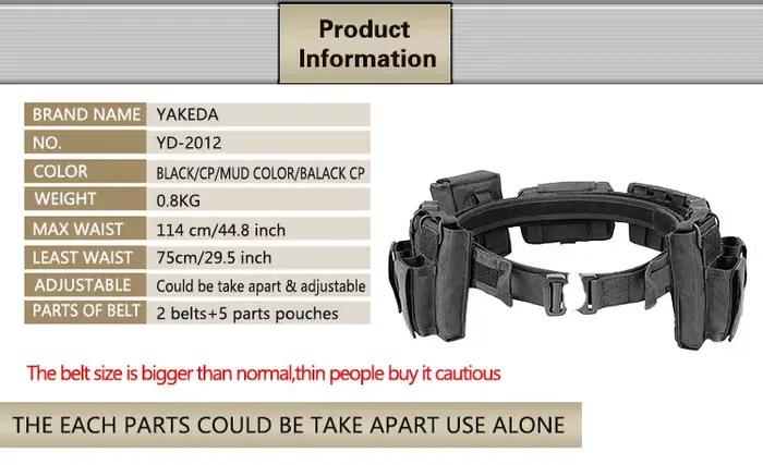 Ceinture tactique Yakeda Gear pour chasse et airsoft - Équipement professionnel noir camouflage