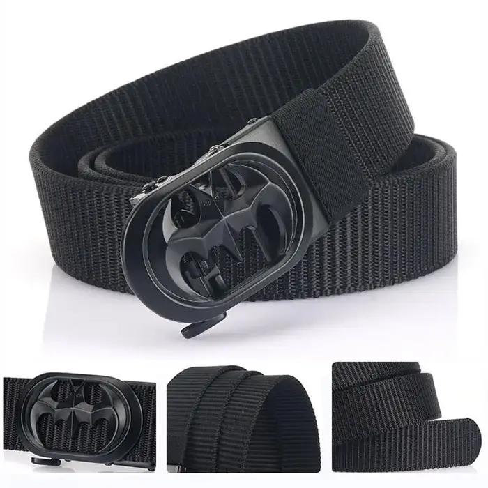 BOKADIAO Ceinture en nylon pour hommes de luxe chauve-souris en métal boucle automatique ceintures e