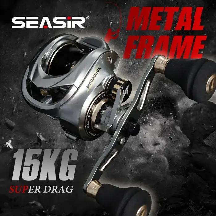 Seasir Megacuda-Moulinet Baitcasting, bobine profonde de 15kg, cadre en aluminium 6.5:1, double poig