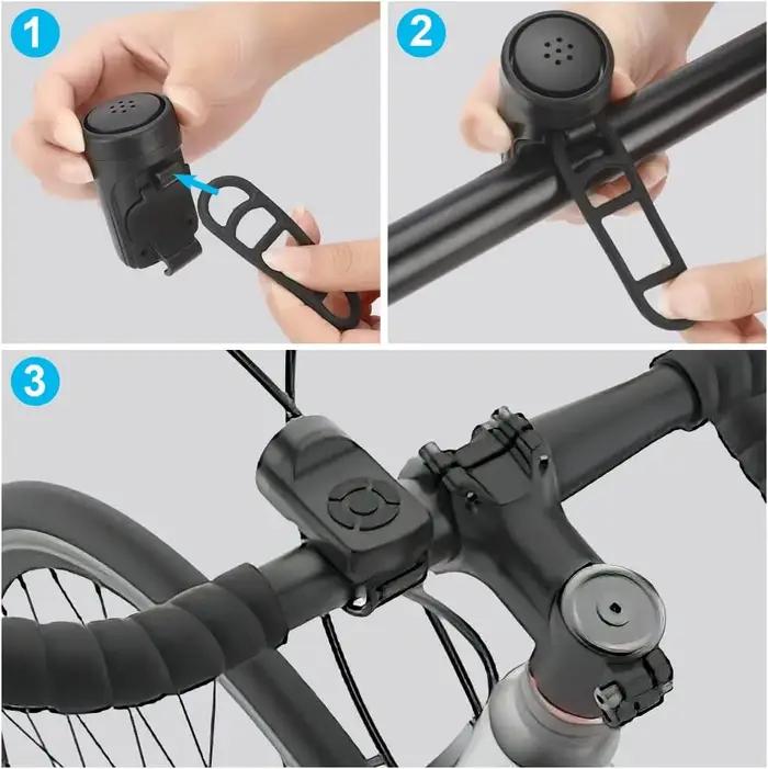 Sonnette électrique de vélo, klaxon de chargement USB, anneau de sécurité d'avertissement pour vtt,