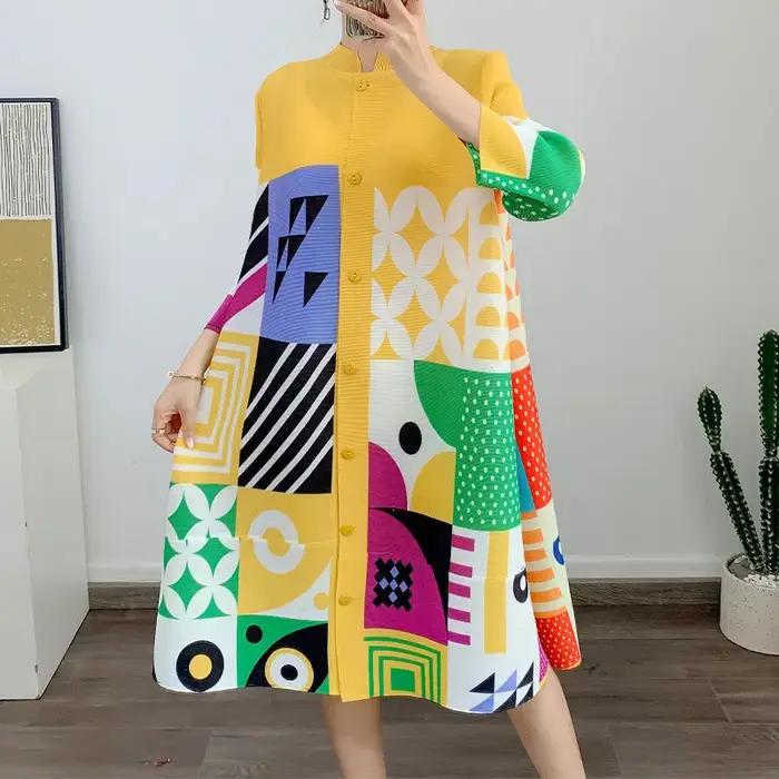 Robe haut de gamme ata yake, robe élégante de printemps et d'automne, jupe chemise imprimée pour les