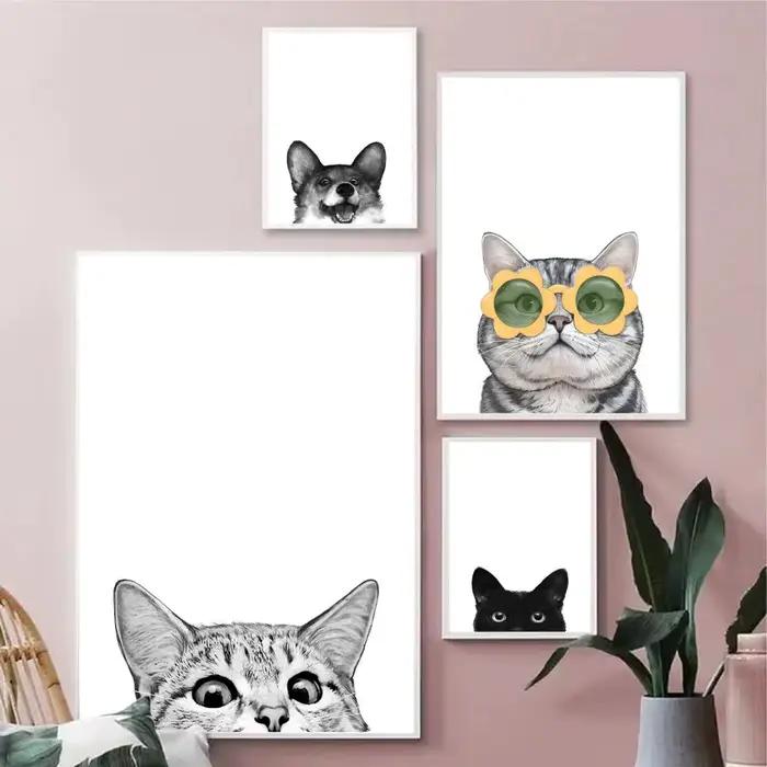 Peinture d'animaux mignons style japonais sur toile impression haute qualité pour décoration maison occasions spéciales