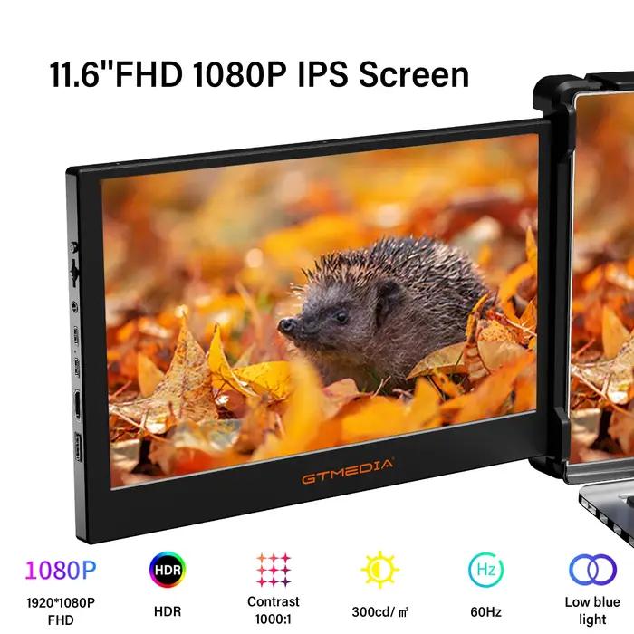 Écran portable GTMEDIA 11.6 pouces FHD IPS triple écran extensible pour ordinateur chasse visionnage cartes
