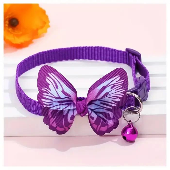 Collier papillon brillant pour animaux de compagnie avec cloche réglable – Disponible en plusieurs couleurs – Convient aux chiens et aux chats