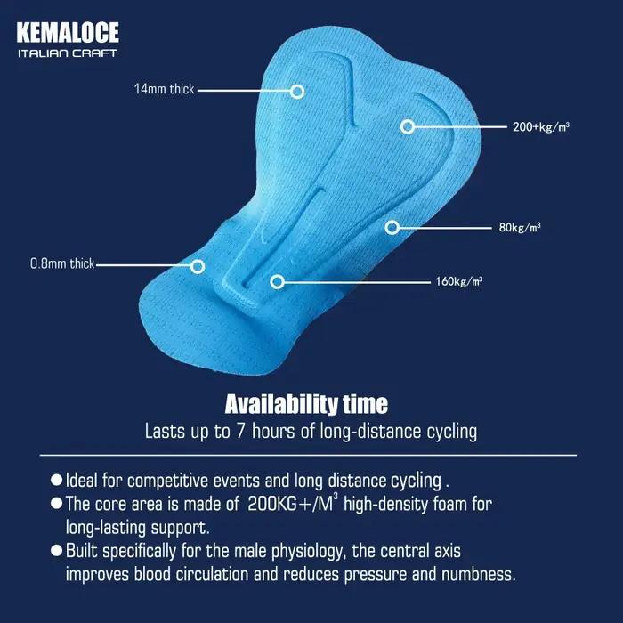 KEMALOCE hommes pantalons de cyclisme été et automne séchage rapide bleu/noir/gris Gel Pad vtt vélo