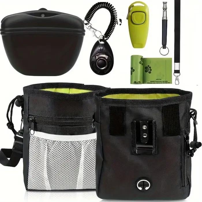 Kit d'entraînement pour chien : pochette à friandises, clickers, sifflet silencieux, 2-en-1, guide,