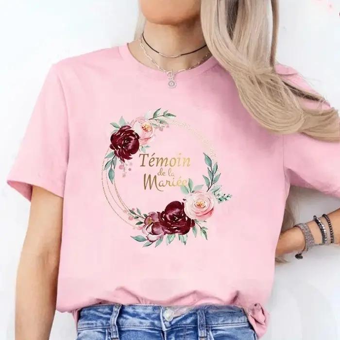 T-shirt Couronne pour EVJF junior décontracté printemps été polyester dessin animé pour demoiselles d'honneur mariage