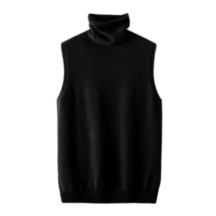 Femmes 100% laine mérinos pulls sans manches col roulé pull gilet laine tricots printemps automne hiver mode gilet hauts