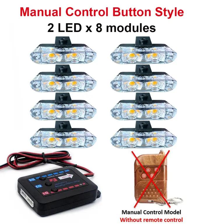 2 LED pince de Police lumières stroboscopiques rouge bleu ambre lampe Flash 12V véhicule pare-chocs Grille d'avertisseme