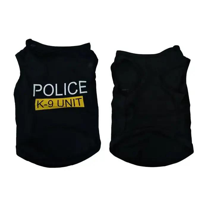 Polices costume Cosplay chien vêtements noir élastique gilet chiot T-Shirt manteau accessoires