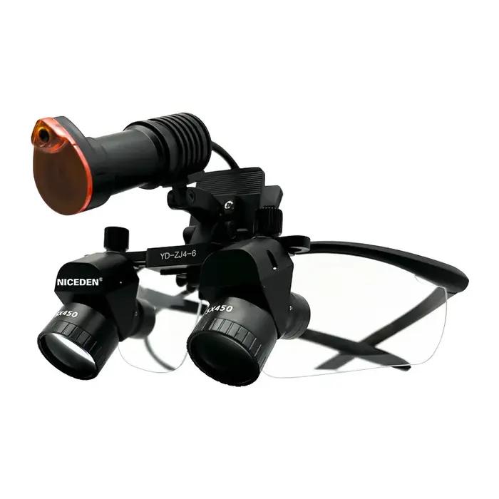 NICEDEN Médical 48 ° Loupes ergonomiques 4X-6X, loupe binoculaire réglable, loupe dentaire, équipement chirurgical dentaire avec LED 5W