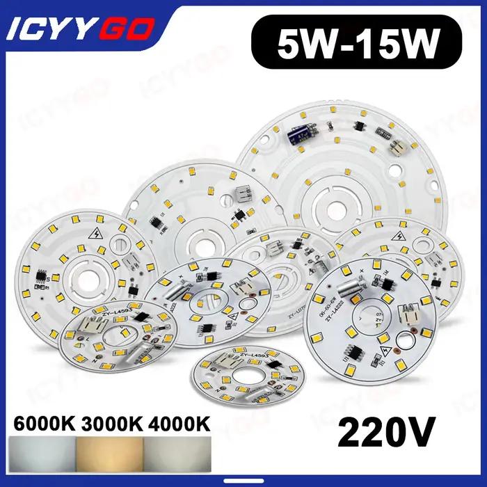 Panneau LED rond sans pilote 5W 6W 10W 12W 15W 220V Blanc chaud 3000K Blanc naturel Accessoires pour