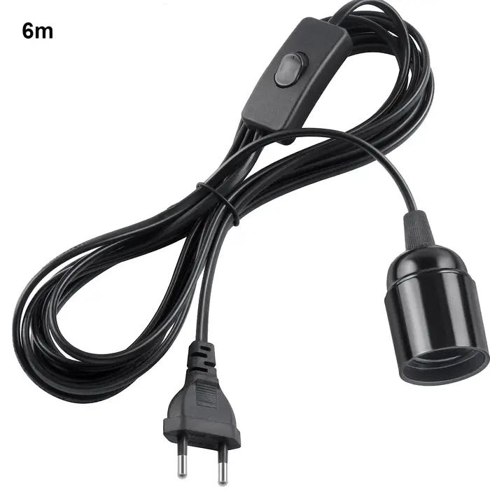 Prise ue 3.5m 6m câbles de cordon d'alimentation E27 support de Base de lampe avec fil de commutation pour pendentif