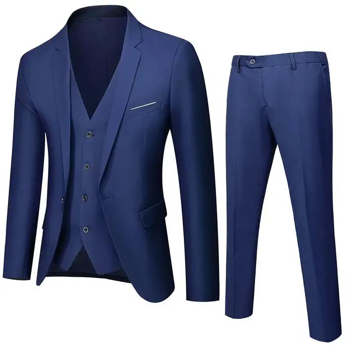 Costume pour homme de style coréen, deux pièces, coupe ajustée, formel, pour mariage, tenue de témoi