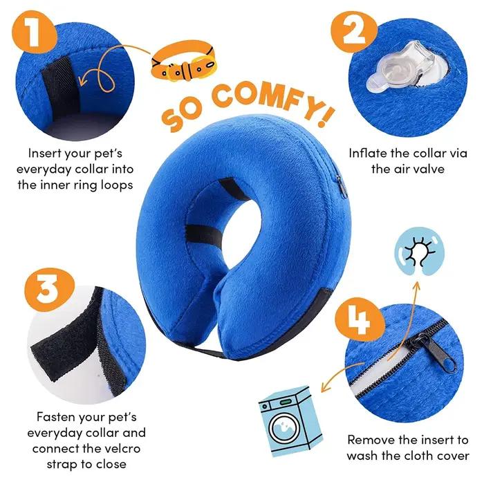 Collier de protection gonflable pour chien après chirurgie