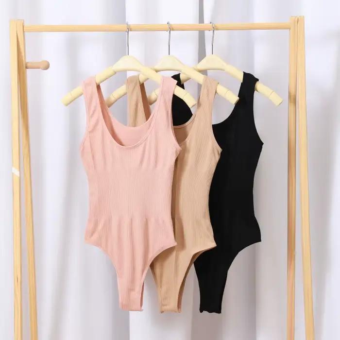 Body débardeur sans couture côtelé sans armatures pour femme, extensible, gainant, confortable pour