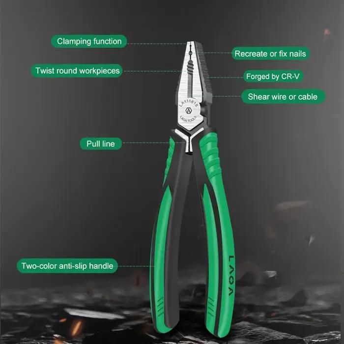 LAOA – pince diagonale cr-v, coupe-fil à Long nez, coupe latérale, cisailles à câble, pince combinée