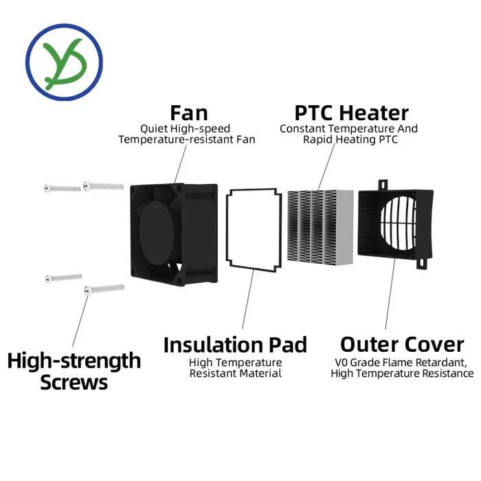 Chauffage PTC 70W ~ 400W 12V ~ 220V, chauffage à température constante en céramique avec ventilateur