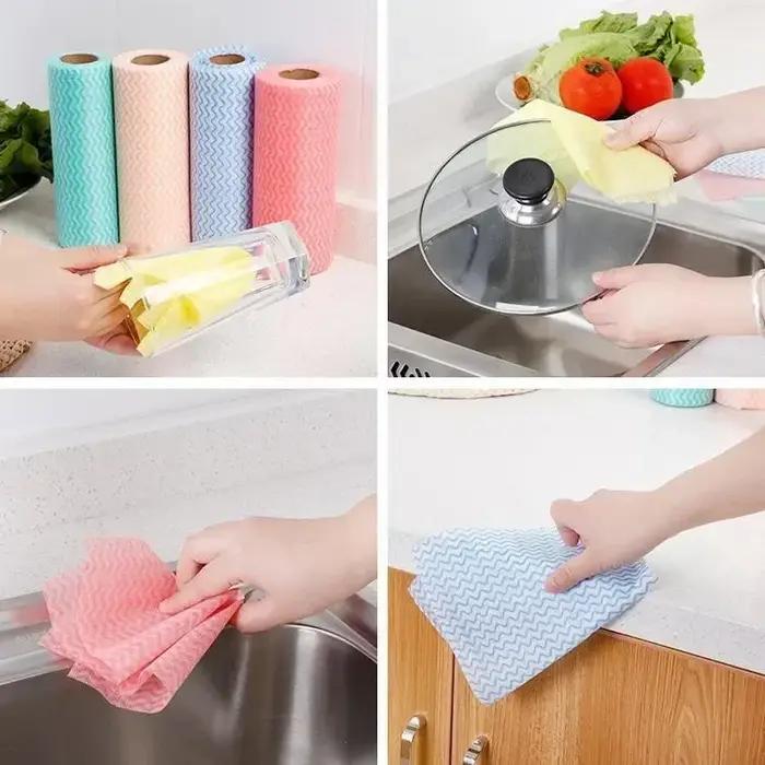 50 pièces/rouleau torchon jetable cuisine tissu rouleau