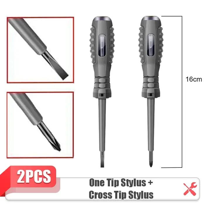 2pcs Word/Cross tournevis d'électricien 12-220V Stylo testeur de tension AC/DC