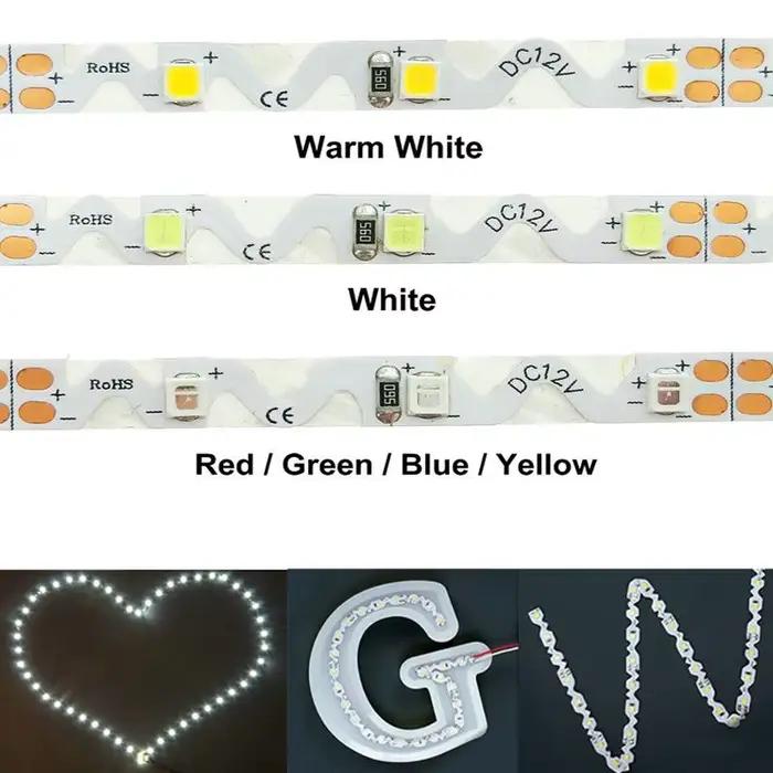 Bande lumineuse LED Flexible en forme de S, 12V, 5V, 2835, 60LED/m, 5M, blanc chaud, 12V, 5V, pour c