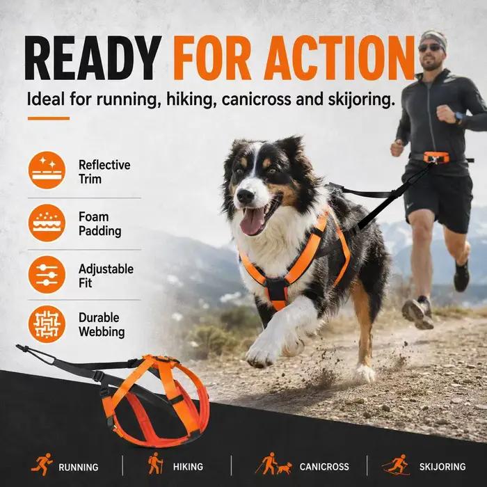 Harnais pour chien professionnel robuste anti-traction réfléchissant