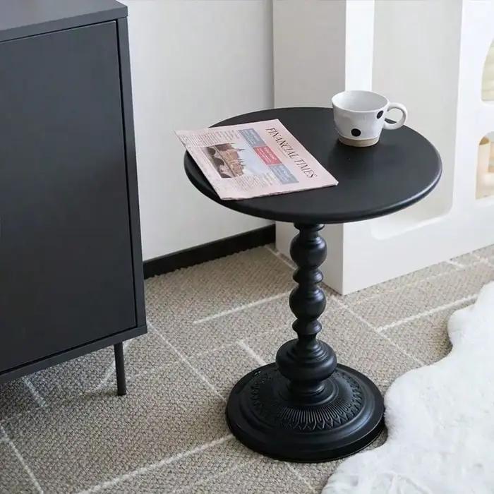 Table basse nordique vintage, table d'appoint de canapé, coin en métal, table ronde de chevet, meubl