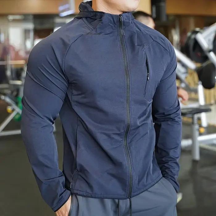 Manteau de dehors en Nylon de Haute Qualité pour Homme, Sweat à Capuche de Fitness, d'Entraînement e