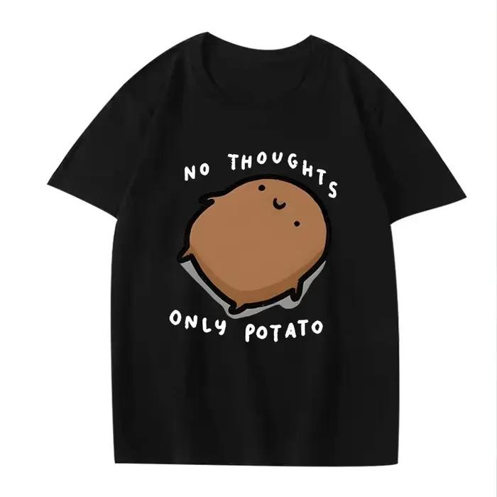 T-shirt ample aux motifs de pommes de terre en coton décontracté pour homme toutes saisons et occasions quotidiennes