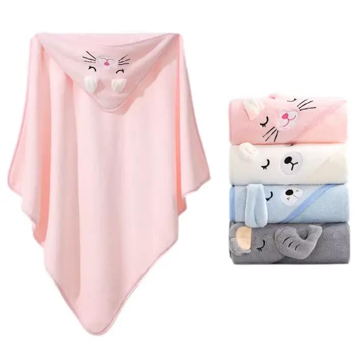 Serviettes de bain pour bébé en forme d'animaux de dessin animé, serviette à capuche douce pour nouveau-né, couverture, peignoir pour tout-petit, enveloppe de sommeil chaude pour garçons et filles